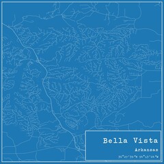 Blueprint US city map of Bella Vista, Arkansas.