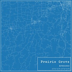 Blueprint US city map of Prairie Grove, Arkansas.