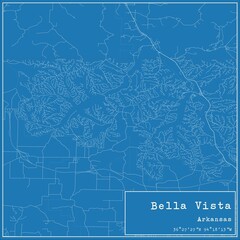 Blueprint US city map of Bella Vista, Arkansas.