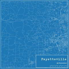 Blueprint US city map of Fayetteville, Arkansas.
