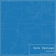Blueprint US city map of Cave Springs, Arkansas.