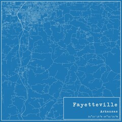 Fototapeta premium Blueprint US city map of Fayetteville, Arkansas.