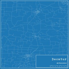 Blueprint US city map of Decatur, Arkansas.
