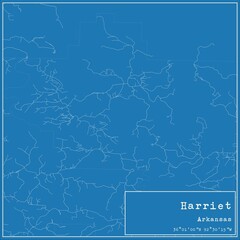Blueprint US city map of Harriet, Arkansas.