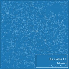 Fototapeta premium Blueprint US city map of Marshall, Arkansas.