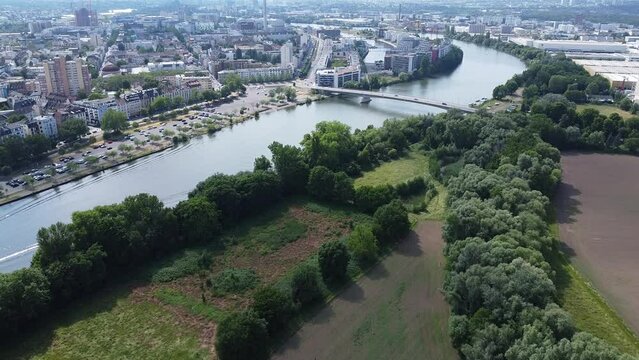 Along the Main river through Offenbach, Germany.