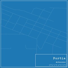 Blueprint US city map of Portia, Arkansas.