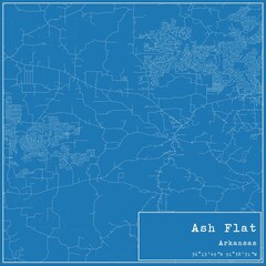 Blueprint US city map of Ash Flat, Arkansas.