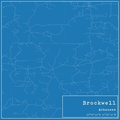 Blueprint US city map of Brockwell, Arkansas.