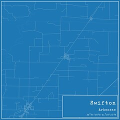 Blueprint US city map of Swifton, Arkansas.