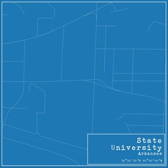 Blueprint US city map of State University, Arkansas.