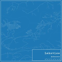 Blueprint US city map of Lakeview, Arkansas.