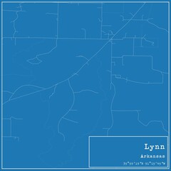 Blueprint US city map of Lynn, Arkansas.
