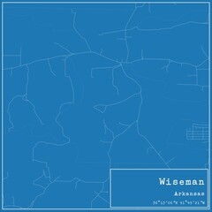 Blueprint US city map of Wiseman, Arkansas.