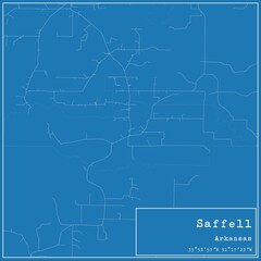 Blueprint US city map of Saffell, Arkansas.
