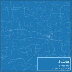 Blueprint US city map of Salem, Arkansas.