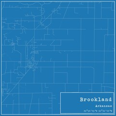 Blueprint US city map of Brookland, Arkansas.