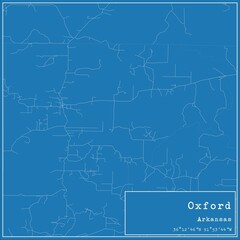 Blueprint US city map of Oxford, Arkansas.