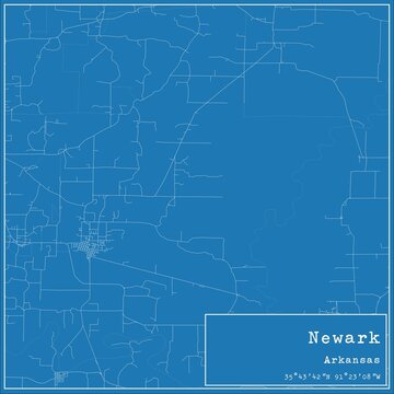 Blueprint US city map of Newark, Arkansas.