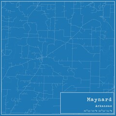 Blueprint US city map of Maynard, Arkansas.