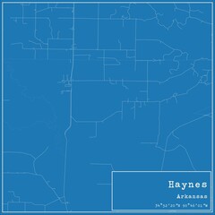 Blueprint US city map of Haynes, Arkansas.