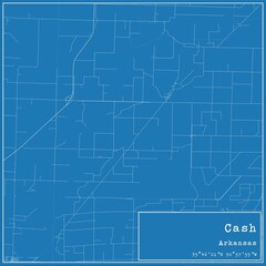 Blueprint US city map of Cash, Arkansas.
