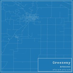 Blueprint US city map of Greenway, Arkansas.