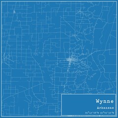 Obraz premium Blueprint US city map of Wynne, Arkansas.