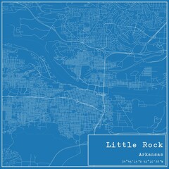 Blueprint US city map of Little Rock, Arkansas.