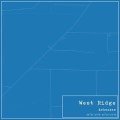 Blueprint US city map of West Ridge, Arkansas.