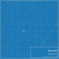 Obraz premium Blueprint US city map of Dyess, Arkansas.