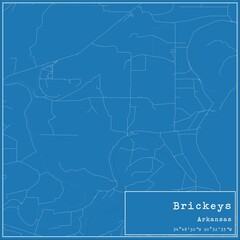 Blueprint US city map of Brickeys, Arkansas.