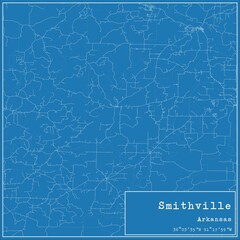 Fototapeta premium Blueprint US city map of Smithville, Arkansas.