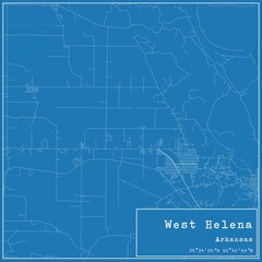 Blueprint US city map of West Helena, Arkansas.