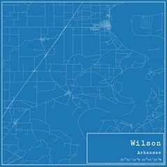 Blueprint US city map of Wilson, Arkansas.
