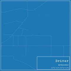 Blueprint US city map of Driver, Arkansas.