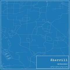Fototapeta premium Blueprint US city map of Sherrill, Arkansas.
