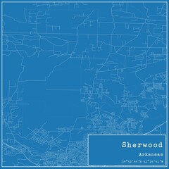 Blueprint US city map of Sherwood, Arkansas.