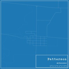 Blueprint US city map of Patterson, Arkansas.
