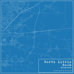 Blueprint US city map of North Little Rock, Arkansas.