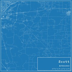 Blueprint US city map of Scott, Arkansas.