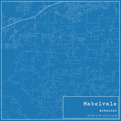 Blueprint US city map of Mabelvale, Arkansas.