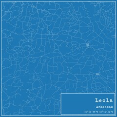 Blueprint US city map of Leola, Arkansas.