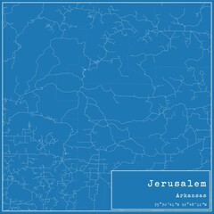 Blueprint US city map of Jerusalem, Arkansas.