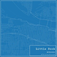 Blueprint US city map of Little Rock, Arkansas.