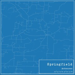 Blueprint US city map of Springfield, Arkansas. - obrazy, fototapety, plakaty