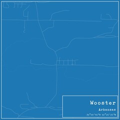 Blueprint US city map of Wooster, Arkansas.