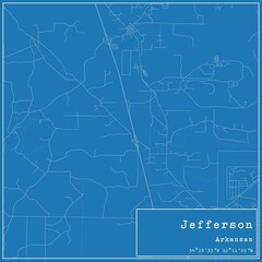 Blueprint US city map of Jefferson, Arkansas.