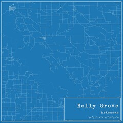 Blueprint US city map of Holly Grove, Arkansas.