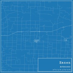Blueprint US city map of Hazen, Arkansas.